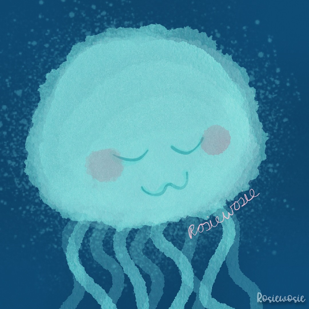 Random doodle kawaii cute jellyfish kwal